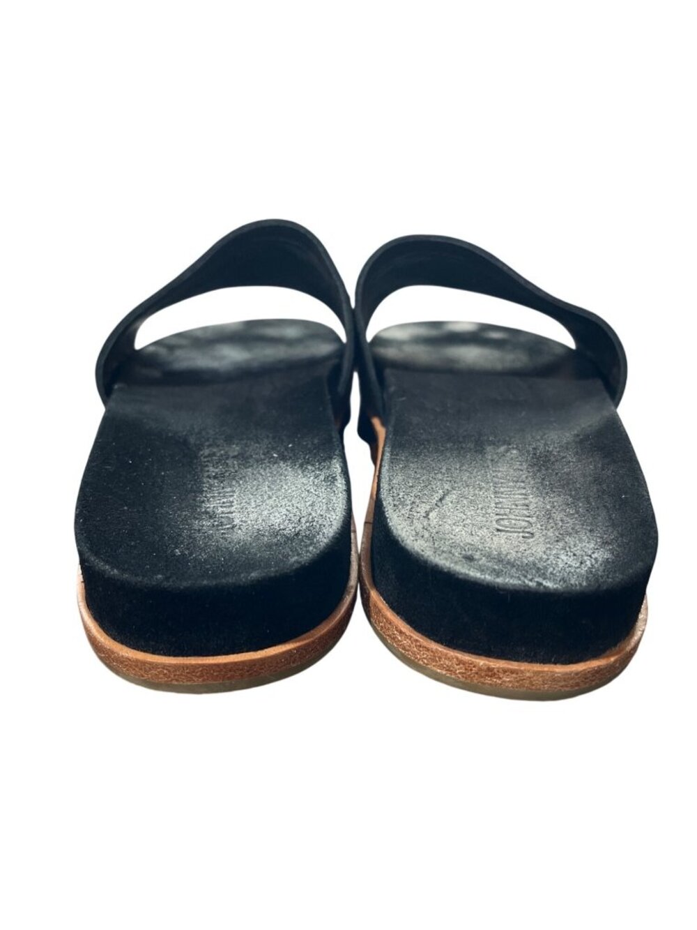 Johnny Was Womens Size 9 Embroidered Flat Slide Sandals Black Suede Leather - Picture 6 of 11